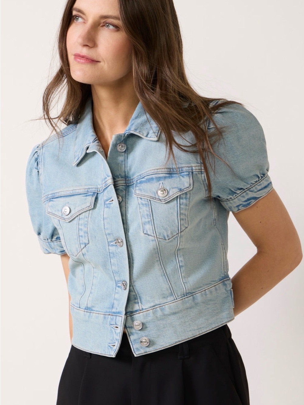 Paige Kendra Short Sleeved Denim Jacket XL